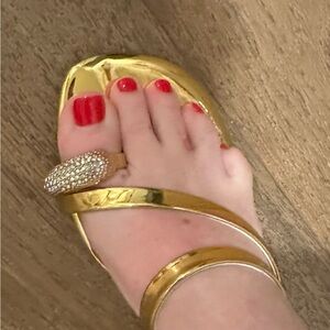 Rouge Helium Gold Strappy Sandals
